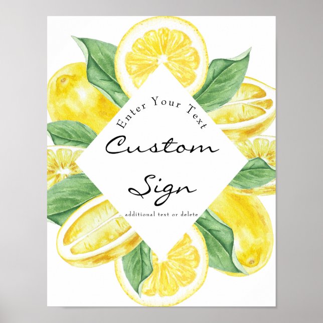 Lemon Gult | Citrus | Texttecken för Anpassningsba Poster (Framsidan)