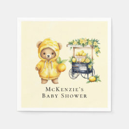 Lemon Gult Cute Nalle Baby Shower Pappersservett