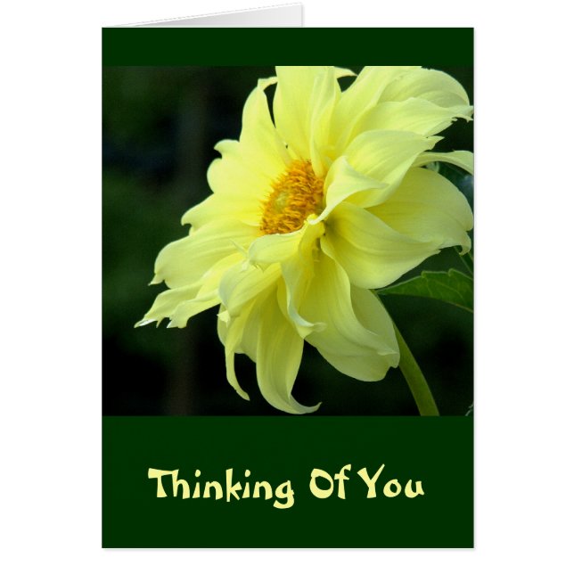 "LEMON-GULT DAHLIA / TÄNKING AV DIG" NOTECARD OBS KORT (Framsidan)