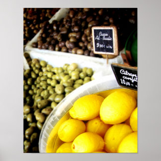 Lemon Gult Frankrike Market Kitchen Art Poster