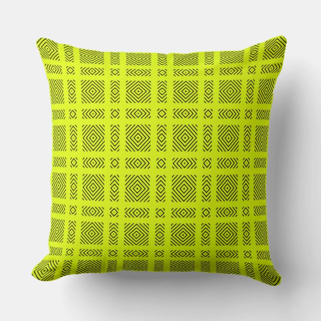 Lemon gult geometric mönster kudde (Framsida)