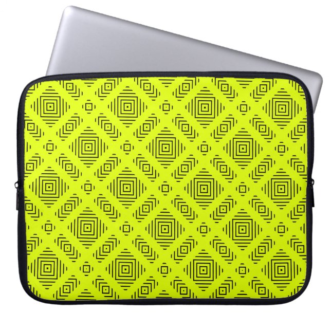 Lemon gult geometric mönster laptop fodral (Framsidan)