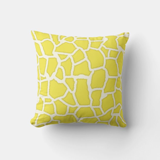 Lemon Gult Giraffe Animal Print Kudde (Framsida)