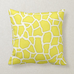 Lemon Gult Giraffe Animal Print Kudde