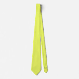 Lemon Gult Gömt Initialer Solid Färg Neck Tie Slips