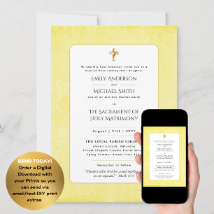Lemon Gult katolsk nuptial Mass Bröllop Inbjudningar