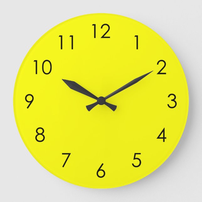 Lemon Gult Large Black Numbers Clock Stor Klocka (Framsida)