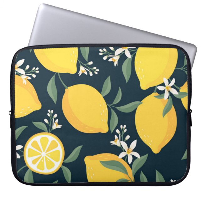 Lemon Gult Löv Mönster Laptop Fodral (Framsidan)