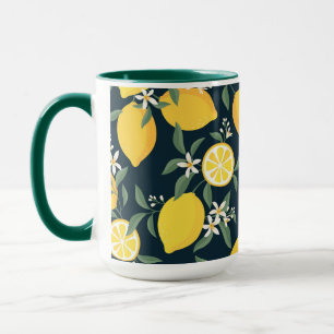 Lemon Gult Löv Mönster Mugg