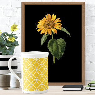 Lemon Gult Modern Geometric Benporslin Mugg