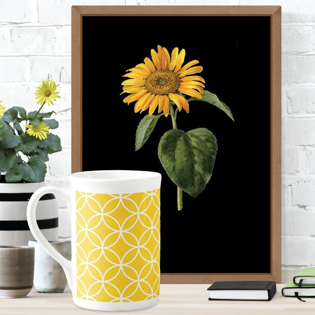 Lemon Gult Modern Geometric Benporslin Mugg (Skapare uppladdad)