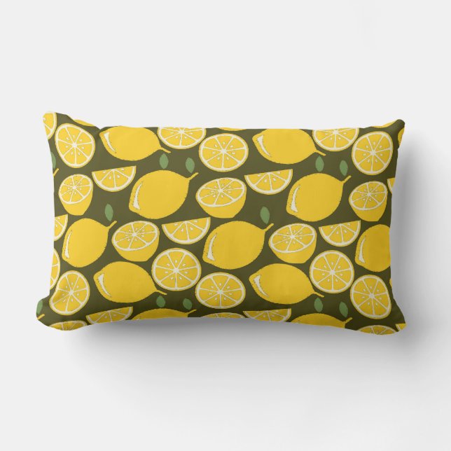 Lemon Gult Modern Roligt Cute Lumbarkudde (Framsida)