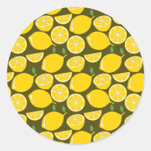 Lemon Gult Modern Roligt Cute Runt Klistermärke
