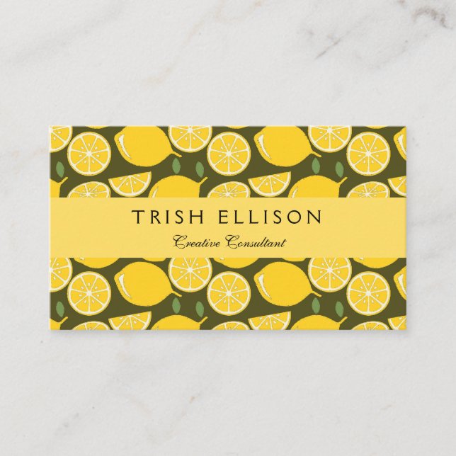 Lemon Gult Modern Roligt Cute Visitkort (Framsida)