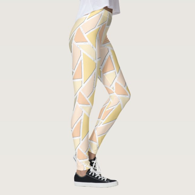 Lemon gult mosaic mönster leggings (Höger)