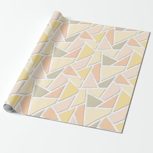 Lemon gult mosaic mönster presentpapper (Utrullad)