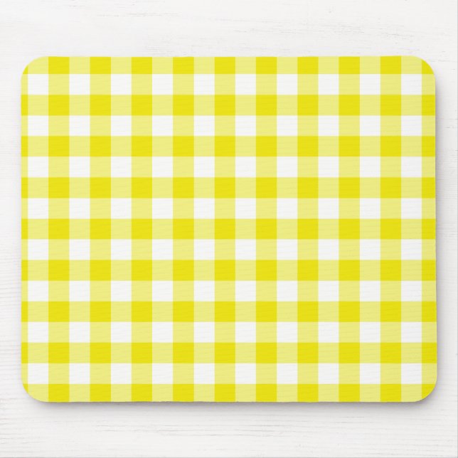 Lemon Gult Mousepad, Check Gingham Mönster Musmatta (Framsidan)