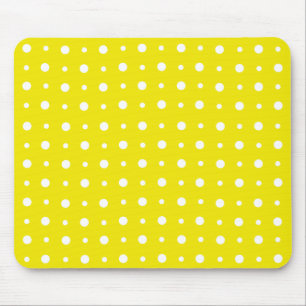 Lemon Gult Mousepad, White Polka dots Musmatta