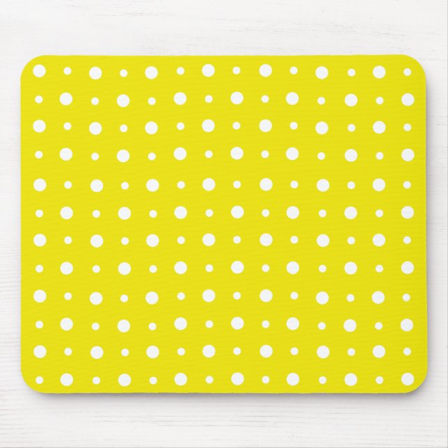 Lemon Gult Mousepad, White Polka dots Musmatta (Framsidan)