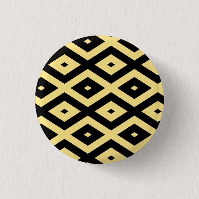 Lemon gult och svart diamant mönster knapp (Framsida)