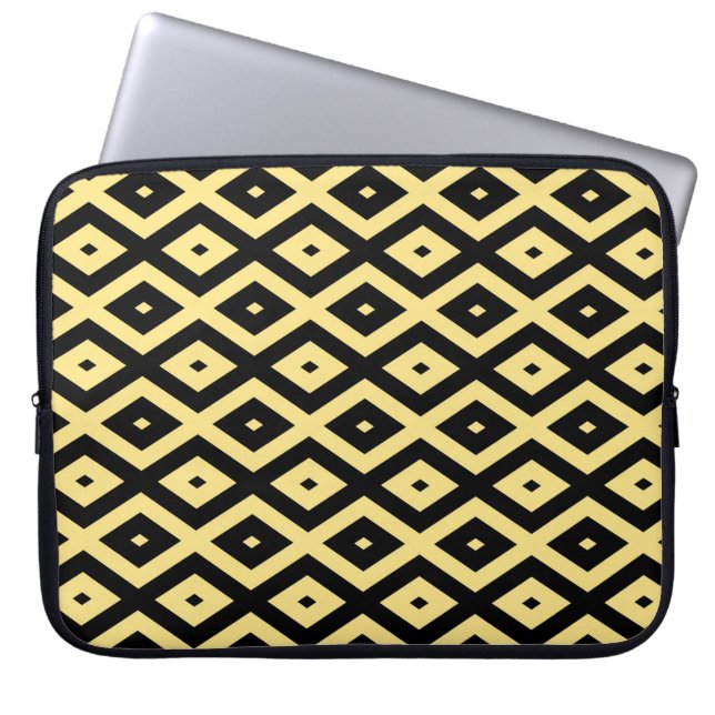 Lemon gult och svart diamant mönster laptop fodral (Framsidan)