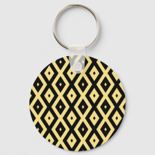 Lemon gult och svart diamant mönster nyckelring