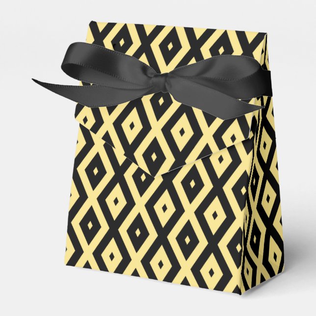 Lemon gult och svart diamant mönster presentaskar (Framsidan Sidan)