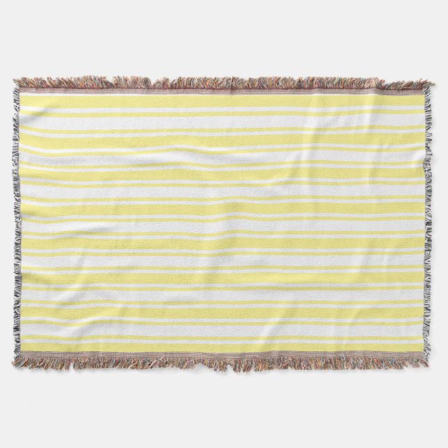 Lemon gult och vitt kandy rand filt (Framsidan)