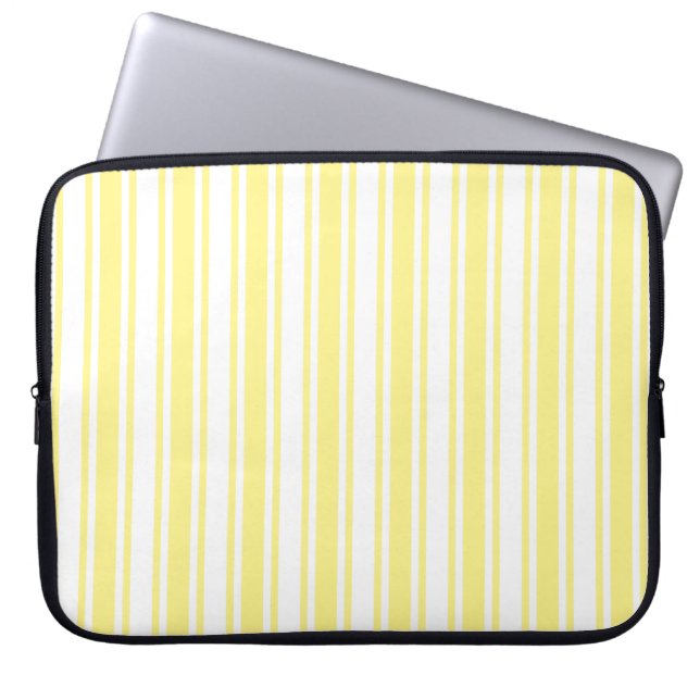 Lemon gult och vitt kandy rand laptop fodral (Framsidan)