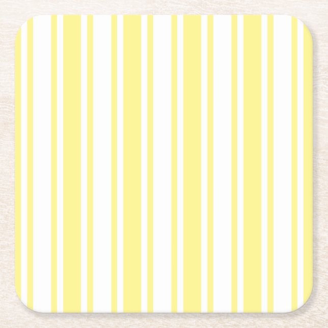 Lemon gult och vitt kandy rand underlägg papper kvadrat (Framsidan)