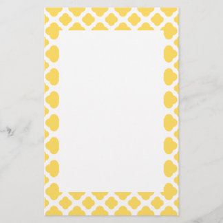 Lemon Gult och White Quatrefoil Mönster Brevpapper