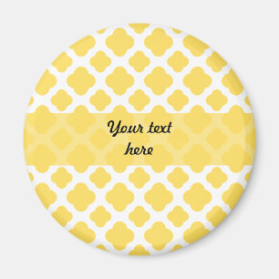 Lemon Gult och White Quatrefoil Mönster Magnet