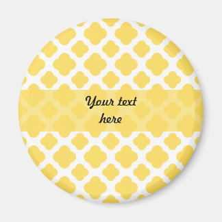 Lemon Gult och White Quatrefoil Mönster Magnet