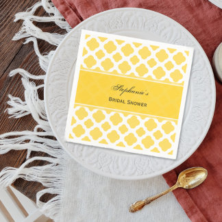 Lemon Gult och White Quatrefoil Mönster Möhippa Pappersservett