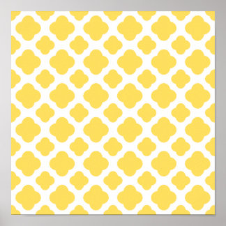 Lemon Gult och White Quatrefoil Mönster Poster
