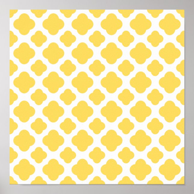 Lemon Gult och White Quatrefoil Mönster Poster (Framsidan)