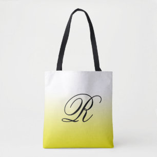 Lemon Gult Ombre över valfri Färg med Monogram Tygkasse