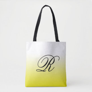 Lemon Gult Ombre över valfri Färg med Monogram Tygkasse