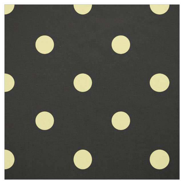 Lemon Gult Polka dots på Black Tyg (Provkarta)