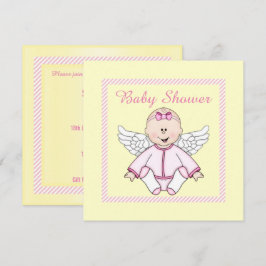 LEMON GULT ROSA RAND ANGEL BABY SHOWER INBJUDNINGAR