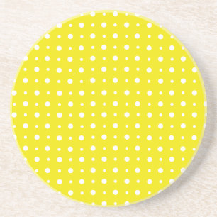 Lemon Gult Sandstone Underlägg, White Polka dots Underlägg