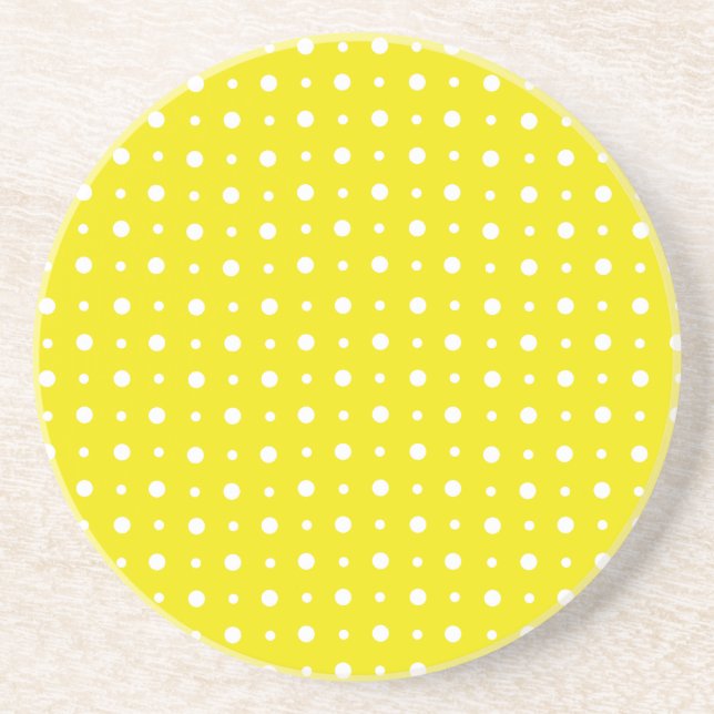 Lemon Gult Sandstone Underlägg, White Polka dots Underlägg (Framsidan)