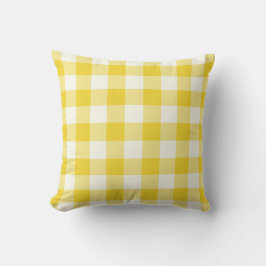 Lemon Gult utomhus Pillows - Gingham Mönster Utomhuskudde