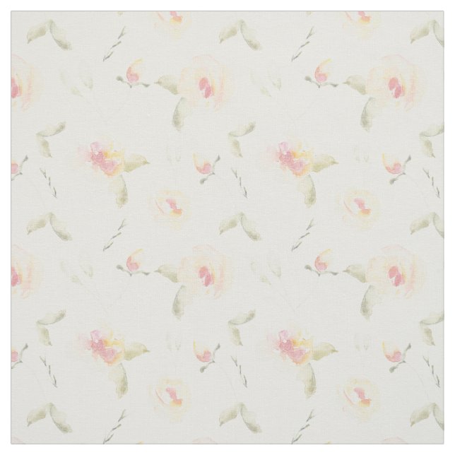 Lemon Gult Watercolor Flowers Tyg (Provkarta)