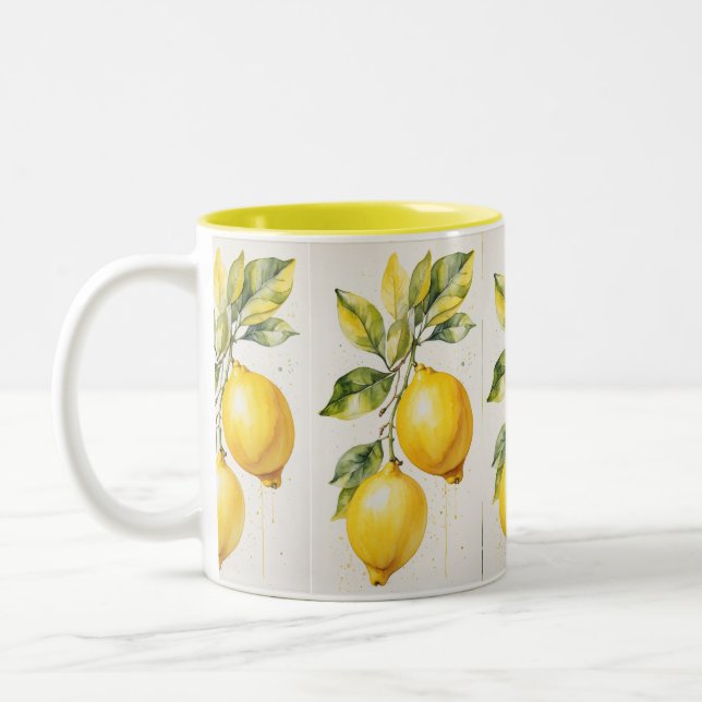 Lemon Gult Watercolor Mugg (Vänster)