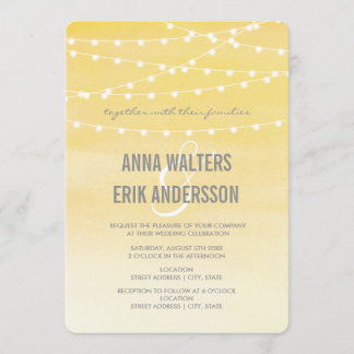 Lemon Gult Watercolor String Ljus Inbjudningar