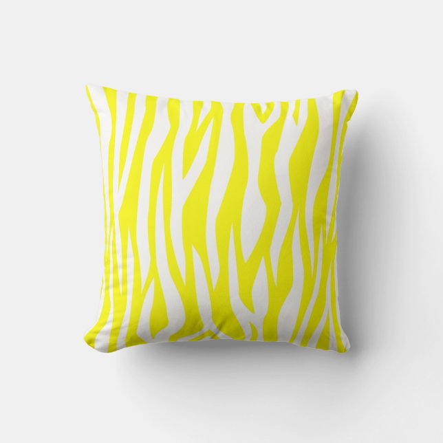 Lemon Gult Zebra tryck Kudde (Framsida)