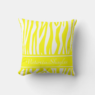 Lemon Gult Zebra tryck med anpassningsbar Kudde