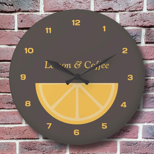 Lemon Halvsegmentsluss med siffror Stor Klocka (Lemon Half-Slice Clock with Numbers)