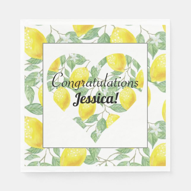 Lemon Heart Main Squeeze Tema Bröllopsdusch Pappersservett (Framsidan)